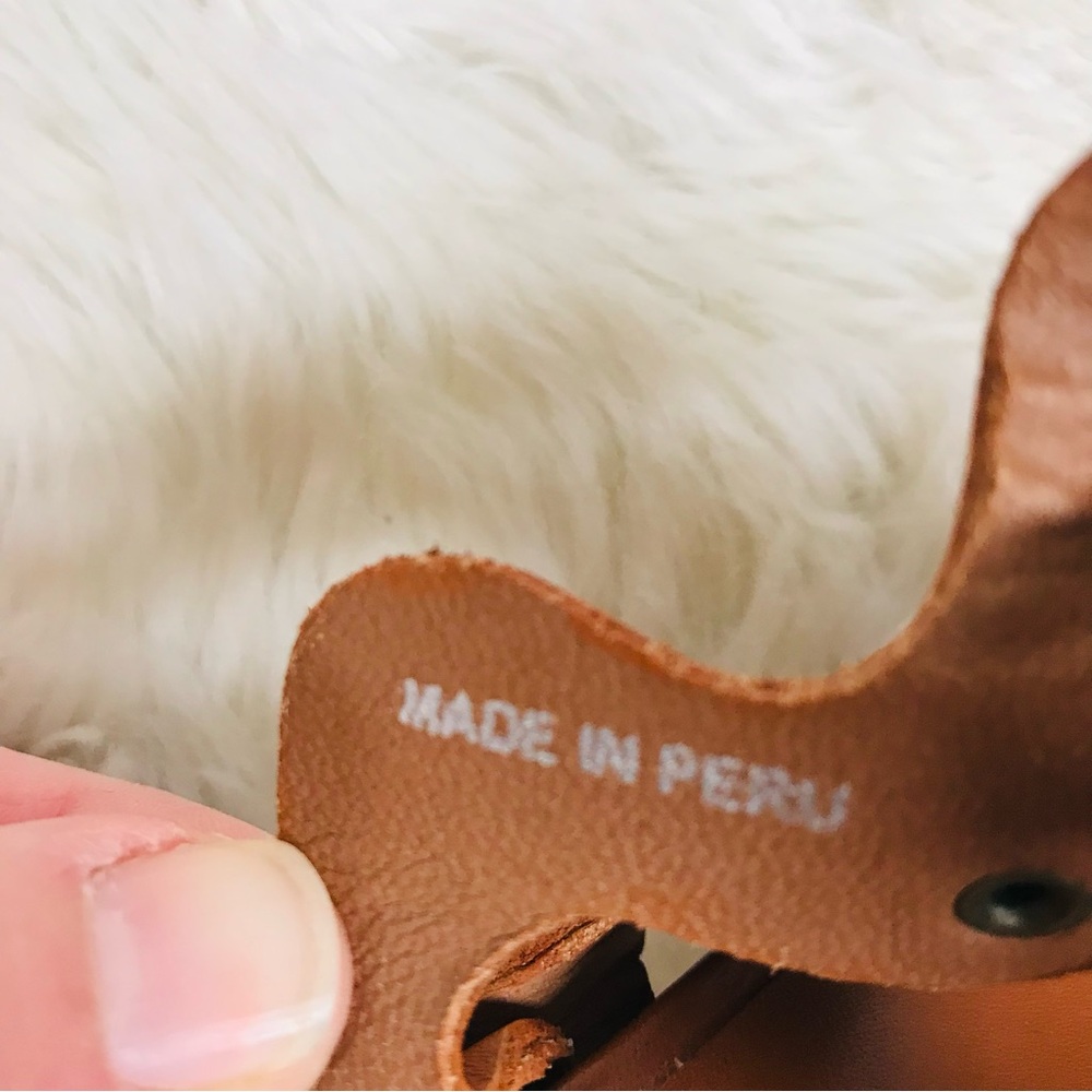 RACHEL COMEY Brown Leather Mule Clog Wedge Sandal Tawny Woven Stud Size 6 - Picture 4 of 13